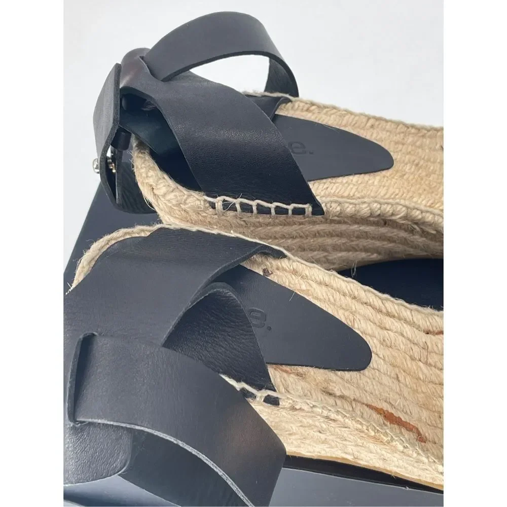 Vince‎ Espadrille Wedge Heel Sandal Women's Size 10 Black Tan